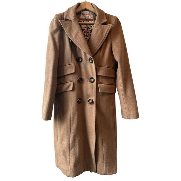 Vintage Pink Martini Tan Wool Coat Y2K Size Small tan minimalist camel classic - Picture 1 of 2